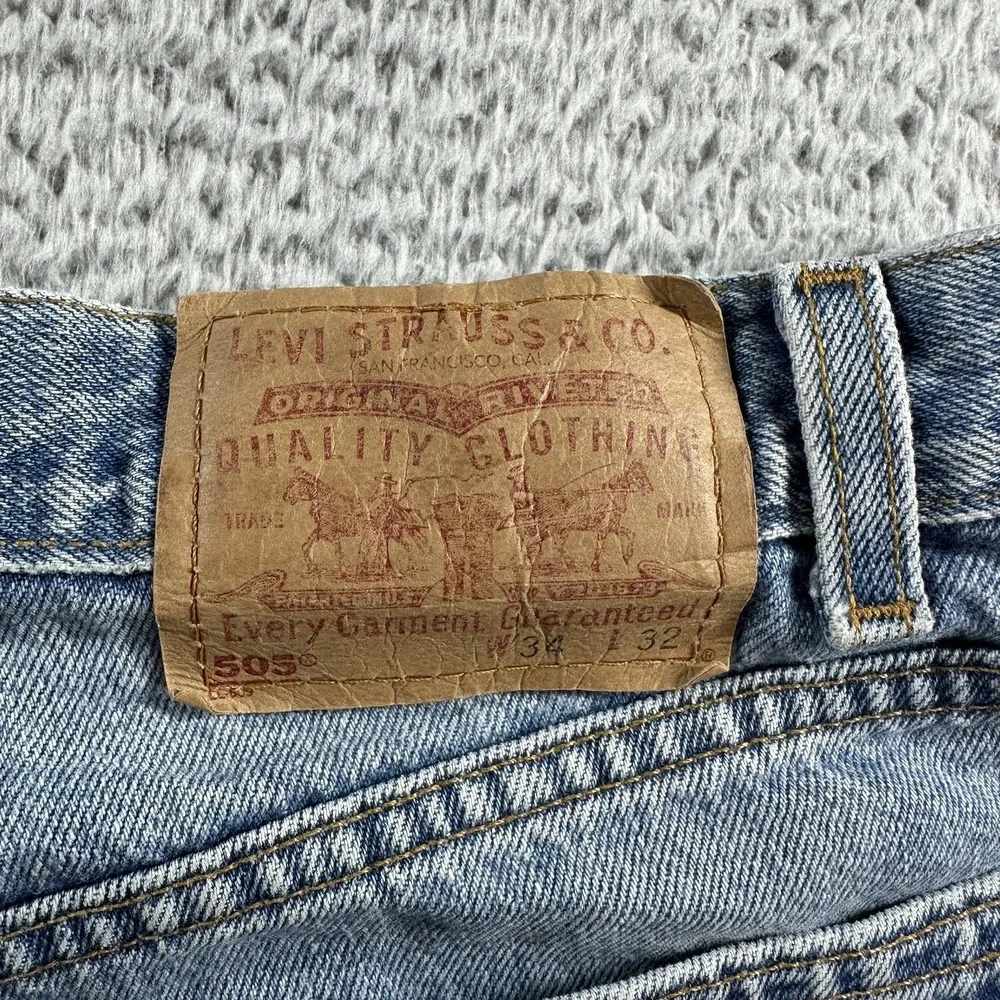 VINTAGE Levi's 505 Jeans Mens 34x32 Blue Faded Distressed Classic‎ Y2K